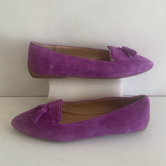 Talbots raspberry suede leather flats with tassel detail Size 5 1/2 - Picture 4 of 11
